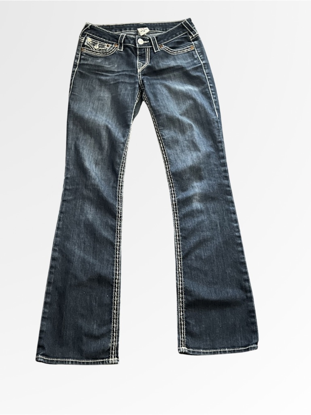 True Religion Bootcut Jeans Women’s Size 28 Dark Wash Contrast Stitch Denim
